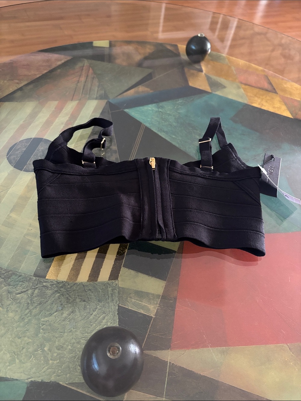 Aritzia Black Bandeau Bralette with Front Zip